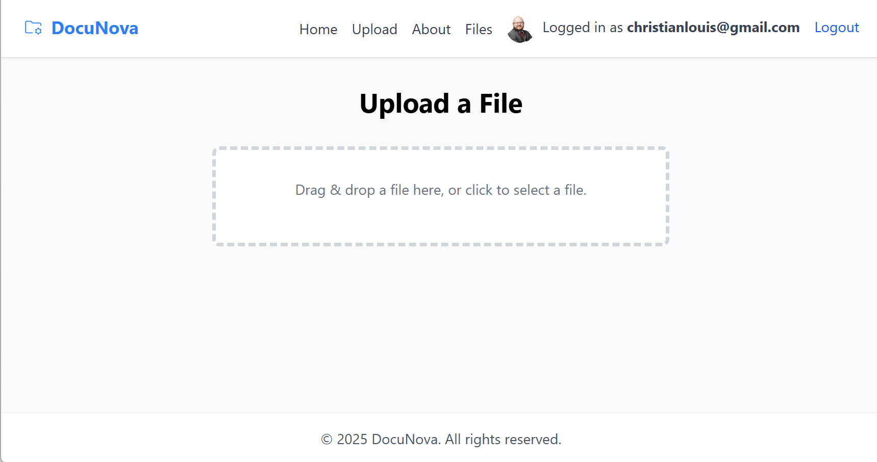 DocuNova Upload Interface