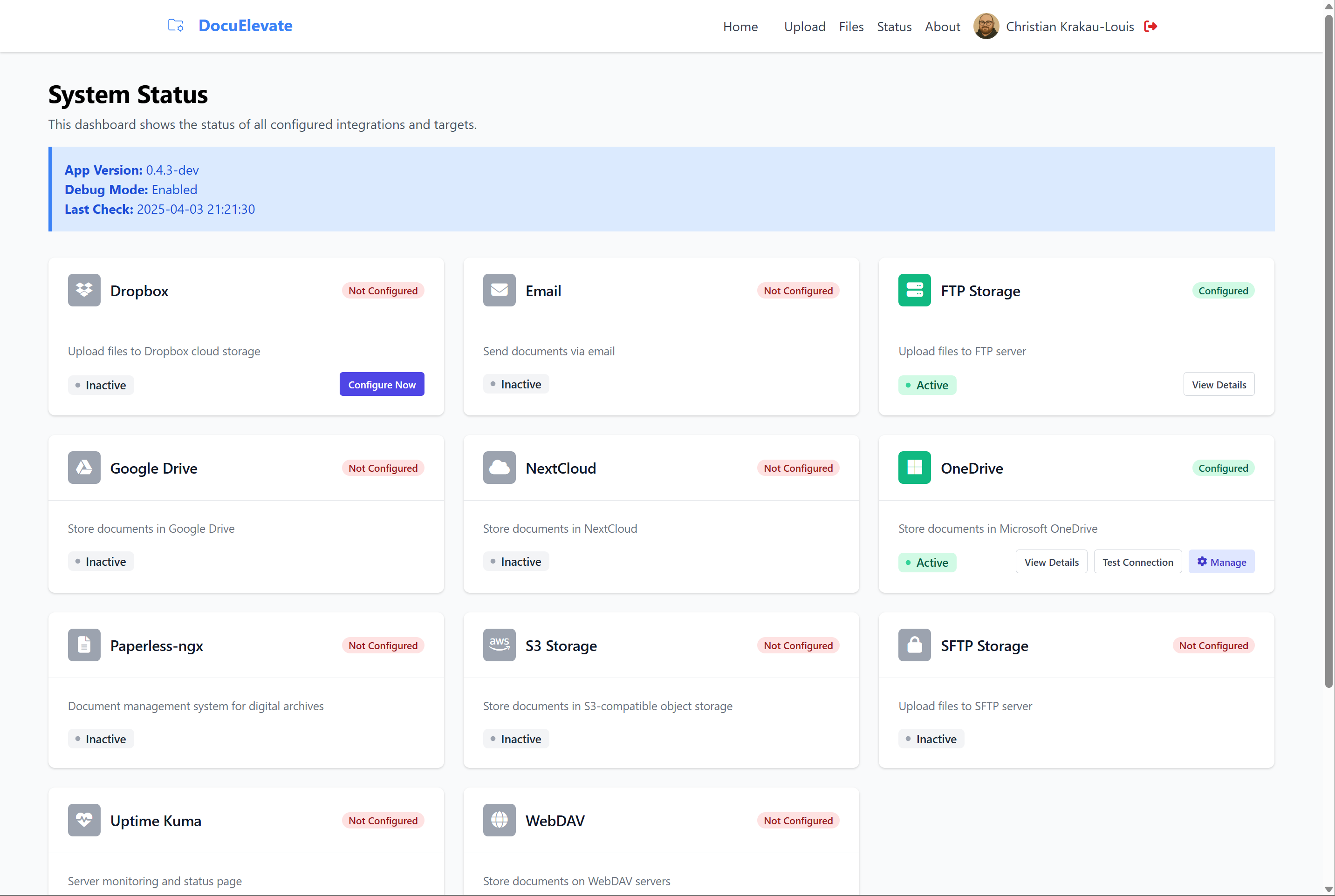 DocuElevate Status View